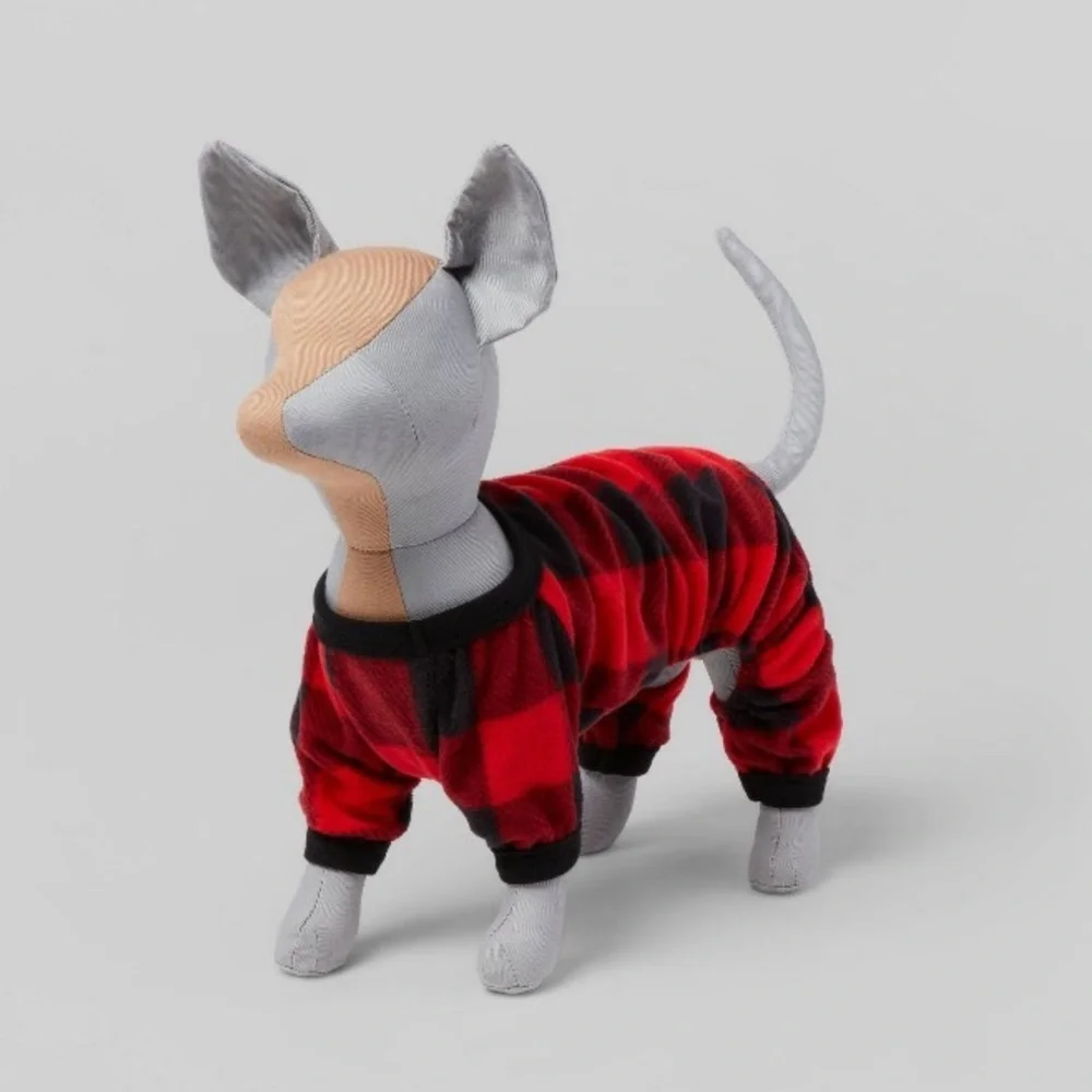 NWT  Dog and Cat Buffalo Check Pajama with Sleeves - Wondershop XS extra small